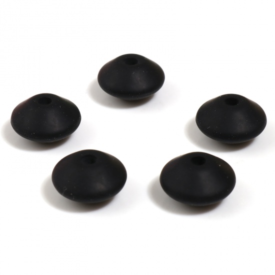Picture of Silicone Spacer Beads Abacus Black About 12mm Dia, Hole: Approx 2.5mm, 20 PCs