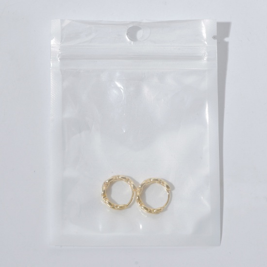 Picture of 1 Pair Vacuum Plating Simple Real Platinum Plated Stainless Steel Circle Ring Hoop Earrings 19mm Dia.