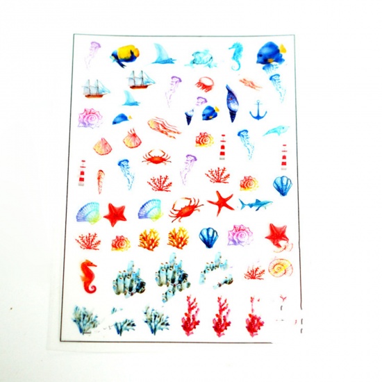 Picture of Plastic Resin Jewelry Craft Filling Material Multicolor Marine Animal 10cm x 7cm, 1 Sheet