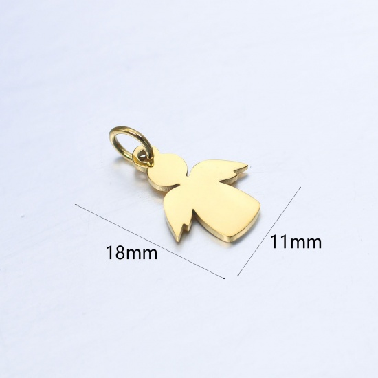 Image de Breloques en 201 Acier Inoxydable Collection de Conte de Fées Ange Doré 18mm x 11mm , 1 Pièce