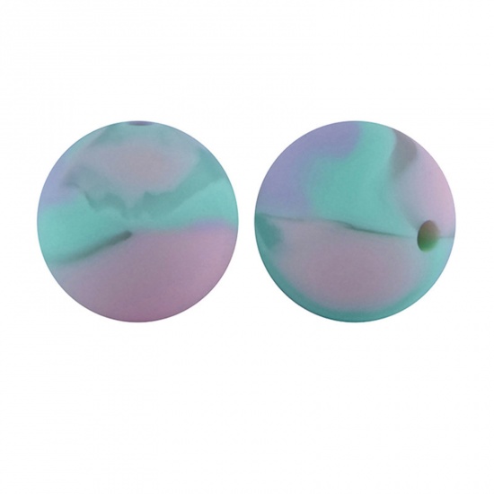 Picture of Silicone Spacer Beads Round Multicolor About 15mm Dia, Hole: Approx 2.5mm, 5 PCs