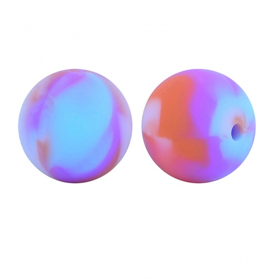 Picture of Silicone Spacer Beads Round Multicolor About 15mm Dia, Hole: Approx 2.5mm, 5 PCs
