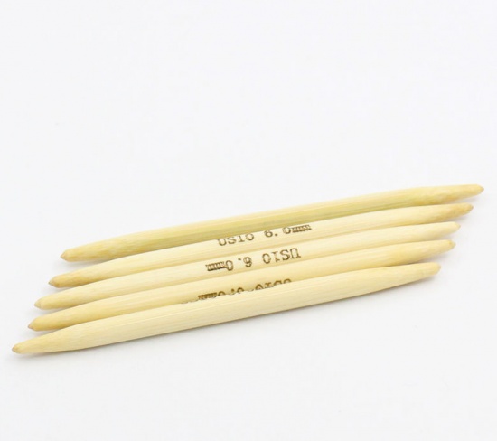 Image de (US10 6.0mm) Aiguilles à Tricoter Double Point en Bambou Couleur Naturelle 10cm Long, 1 Kit ( 5 Pcs/Kit)