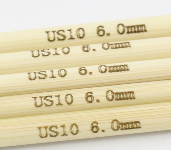 Image de (US10 6.0mm) Aiguilles à Tricoter Double Point en Bambou Couleur Naturelle 10cm Long, 1 Kit ( 5 Pcs/Kit)