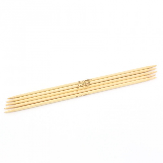 Picture of Bamboo Double Pointed Knitting Needles Natural 15cm(5 7/8") long, 1 Set