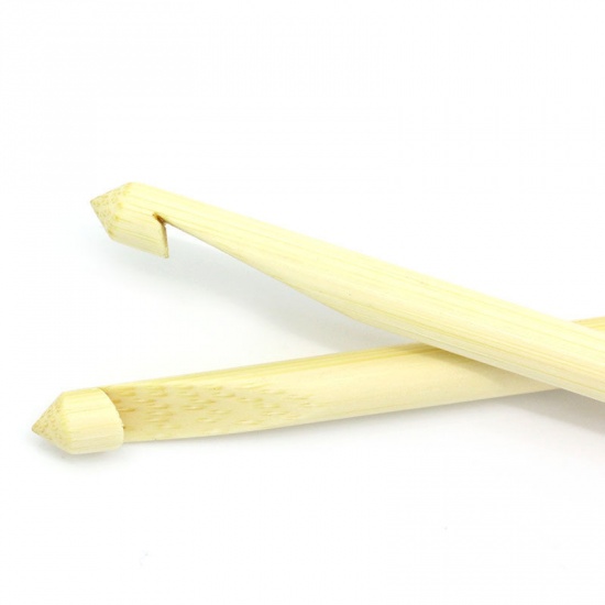 Picture of 6mm Natural Bamboo Afghan Tunisian Double Ended Crochet Hook Needles 16cm(6 2/8") long, 5 PCs