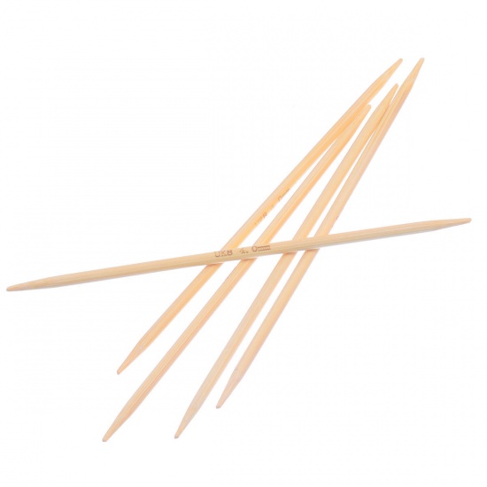 Picture of (UK8 4.0mm) Bamboo Double Pointed Knitting Needles Natural 15cm(5 7/8") long, 1 Set ( 5 PCs/Set)