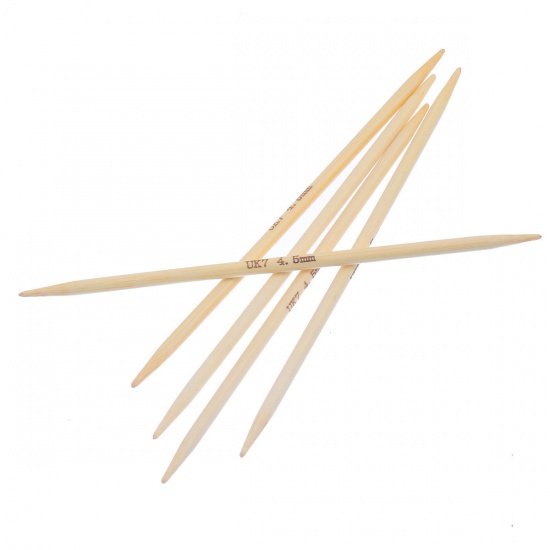 Picture of (UK7 4.5mm) Bamboo Double Pointed Knitting Needles Natural 15cm(5 7/8") long, 1 Set ( 5 PCs/Set)