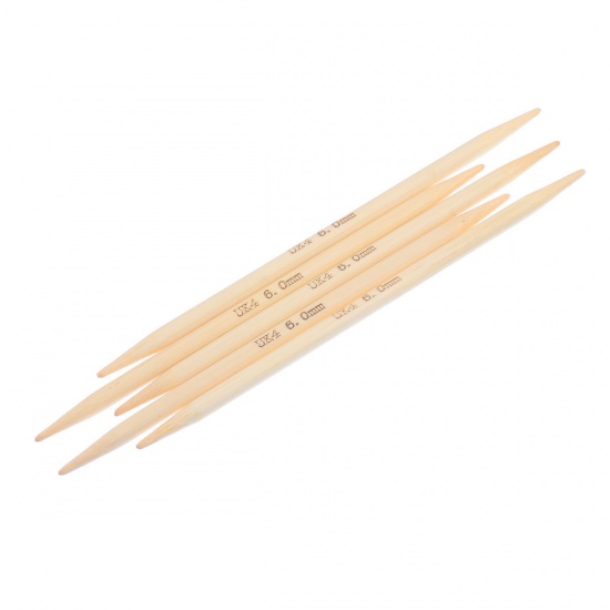 Picture of (UK4 6.0mm) Bamboo Double Pointed Knitting Needles Natural 15cm(5 7/8") long, 1 Set ( 5 PCs/Set)