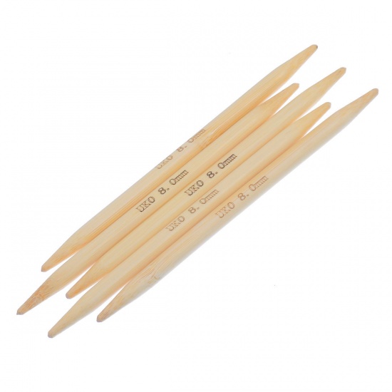 Picture of (UK0 8.0mm) Bamboo Double Pointed Knitting Needles Natural 15cm(5 7/8") long, 1 Set ( 5 PCs/Set)