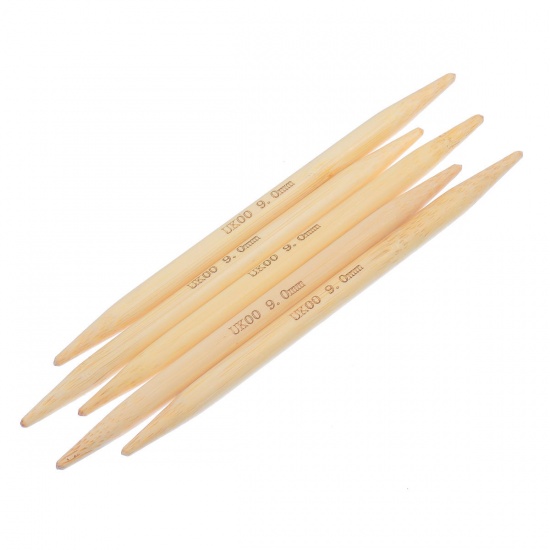 Picture of (UK00 9.0mm) Bamboo Double Pointed Knitting Needles Natural 15cm(5 7/8") long, 1 Set ( 5 PCs/Set)