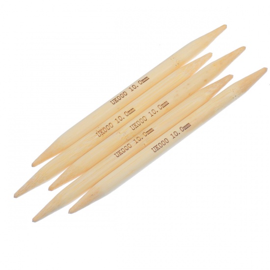 Picture of (UK000 10.0mm) Bamboo Double Pointed Knitting Needles Natural 15cm(5 7/8") long, 1 Set ( 5 PCs/Set)