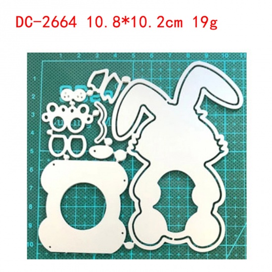 Picture of Carbon Steel Cutting Dies Stencils DIY Scrapbooking Silver-gray Rabbit Animal 10.8cm x 10.2cm, 1 Piece