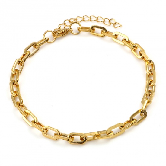Picture of 304 Stainless Steel Stylish Anklet Gold Plated Oval 22.5cm(8 7/8") long, 1 Piece