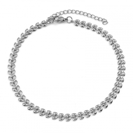 Bild von Großhandel Blätter 304 Edelstahl Fußketten, Silberfarbe Frauen Stilvoll Minimalistisch Geschenk Schmuckbedarf, 23.5cm lang, 1 Strang