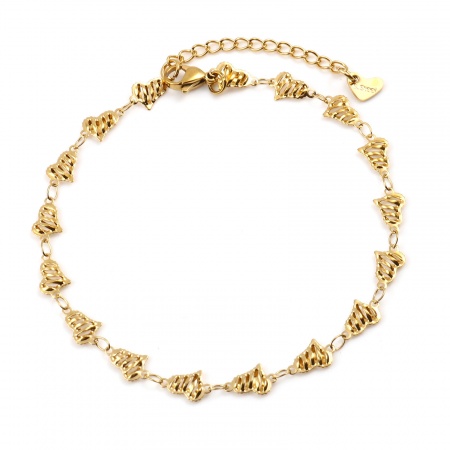Bild von Großhandel Herz 304 Edelstahl Handgefertigte Gliederkette Fußketten, Vergoldet Vakuumbeschichtung, Frauen Valentinstag Stilvoll Geschenk Schmuckbedarf, 23.5cm lang, 1 Strang