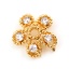 Immagine di Ottone Coppette Copriperla 18K Vero Oro Placcato Fiore Filigrana Trasparente Strass (Adatto 10mm Perline) 8.5mm x 8.5mm, 3 Pz