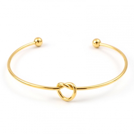 316L Acciaio inossidabile San Valentino Aprire Braccialetti Oro Placcato Nodo d'amore 17.5cm Lunghezza, 1 Pz