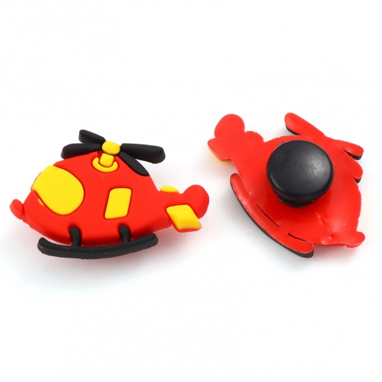 Immagine di PVC Viaggio Intasare Sandali Charm Pin Accessori Decorazione Elicottero Rosso 3.3cm x 2.2cm, 5 Pz