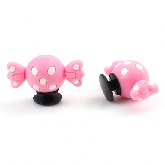 Picture of PVC 3D Shoe Charm Pins Decoration Accessories For Clog Sandals Candy Light Pink 3.2cm x 2cm, 2 PCs