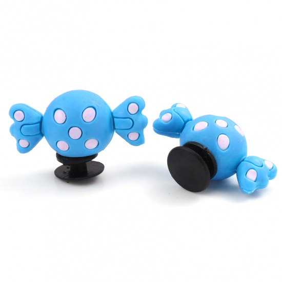 Picture of PVC 3D Shoe Charm Pins Decoration Accessories For Clog Sandals Candy Blue 3.2cm x 2cm, 2 PCs