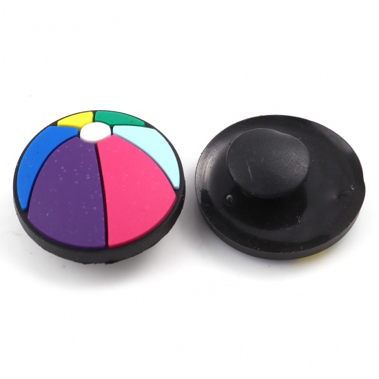 Picture of PVC Sport Shoe Charm Pins Decoration Accessories For Clog Sandals Ball Multicolor 24mm Dia., 5 PCs