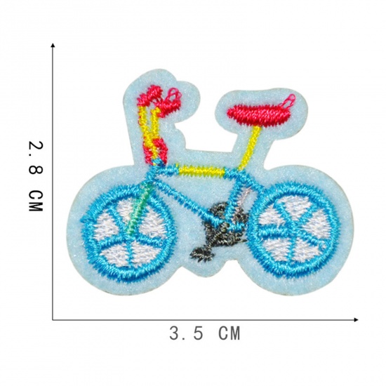 Immagine di Poliestere Trasporto Rattoppo (Con la colla posteriore) DIY Scrapbooking Craft Multicolore Bicicleta Ricamo 3.5cm x 2.8cm, 5 Pz