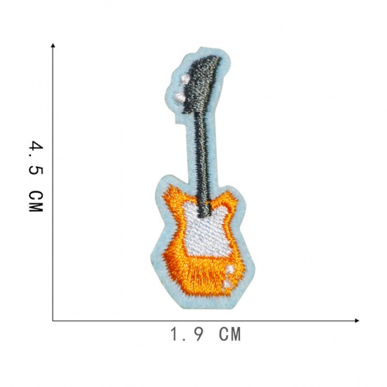 Immagine di Poliestere Rattoppo (Con la colla posteriore) DIY Scrapbooking Craft Multicolore Strumento Musicale Chitarra Ricamo 4.5cm x 1.9cm, 5 Pz