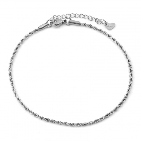 Bild von Großhandel 304 Edelstahl Zopfkette Kette Fußketten, Silberfarbe Frauen Stilvoll Minimalistisch Geschenk Schmuckbedarf, 23.5cm lang, 1 Strang