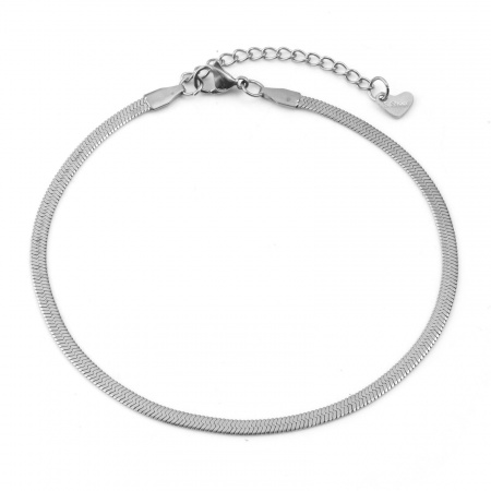 Bild von Großhandel 304 Edelstahl Schlangenkette Fußketten, Silberfarbe Frauen Stilvoll Minimalistisch Geschenk Schmuckbedarf, 23.5cm lang, 1 Strang