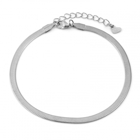Imagen de 304 Acero Inoxidable Cadenas de Serpiente Tobilleras Al Por Mayor, Tono de Plata Mujeres Elegante Minimalista Regalo Suministro de Joyería, 23.5cm longitud, 1 Unidad