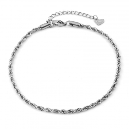 Bild von Großhandel 304 Edelstahl Zopfkette Kette Fußketten, Silberfarbe Frauen Stilvoll Minimalistisch Geschenk Schmuckbedarf, 23.5cm lang, 1 Strang