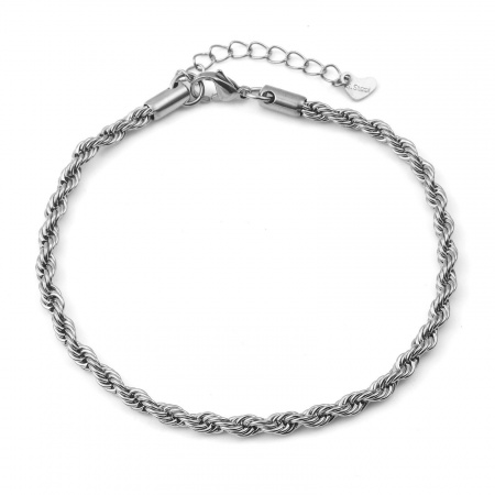 Bild von Großhandel 304 Edelstahl Zopfkette Kette Fußketten, Silberfarbe Frauen Stilvoll Minimalistisch Geschenk Schmuckbedarf, 23.5cm lang, 1 Strang