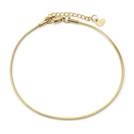 Bild von Großhandel Quadrat 304 Edelstahl Schlangenkette Fußketten, Vergoldet Vakuumbeschichtung, Frauen Stilvoll Minimalistisch Geschenk Schmuckbedarf, 23.5cm lang, 1 Strang