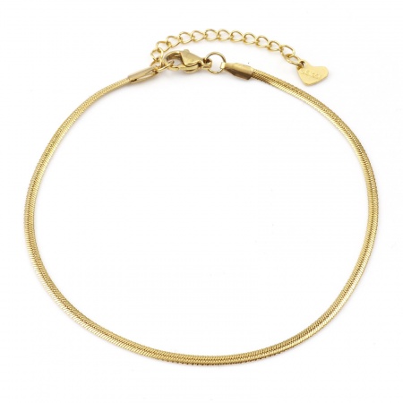 Bild von Großhandel 304 Edelstahl Schlangenkette Fußketten, Vergoldet Vakuumbeschichtung, Frauen Stilvoll Minimalistisch Geschenk Schmuckbedarf, 23.5cm lang, 1 Strang
