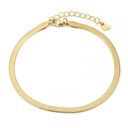 Bild von Großhandel 304 Edelstahl Schlangenkette Fußketten, Vergoldet Vakuumbeschichtung, Frauen Stilvoll Minimalistisch Geschenk Schmuckbedarf, 23.5cm lang, 1 Strang
