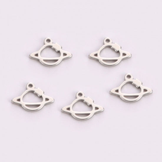 Imagen de 304 Acero Inoxidable Galaxia Colgantes Charms Tono de Plata Universo Planeta 11.5mm x 8.7mm, 5 Unidades