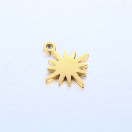 Picture of 304 Stainless Steel Galaxy Charms Star Gold Plated 13mm x 11mm, 1 Piece