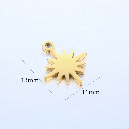 Picture of 304 Stainless Steel Galaxy Charms Star Gold Plated 13mm x 11mm, 1 Piece