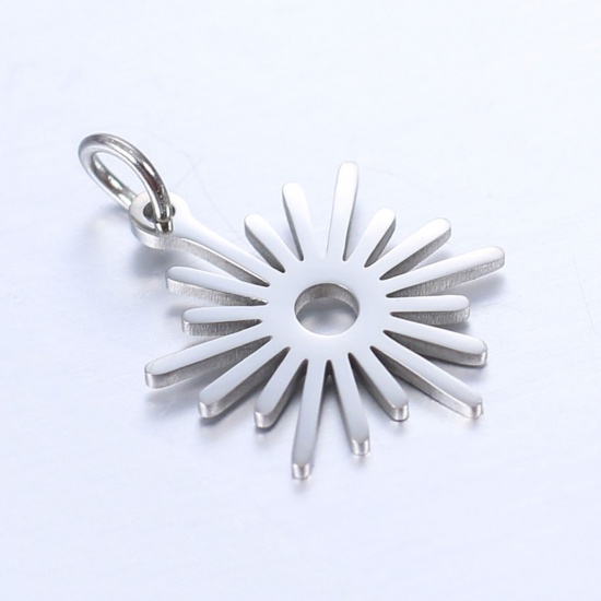 Picture of 304 Stainless Steel Galaxy Charms Sun Silver Tone 18mm x 14mm, 1 Piece