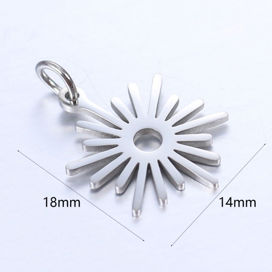 Picture of 304 Stainless Steel Galaxy Charms Sun Silver Tone 18mm x 14mm, 1 Piece