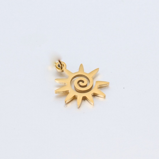 Imagen de 304 Acero Inoxidable Galaxia Colgantes Charms Sol Chapado en Oro Hélice 15mm x 13mm, 1 Unidad