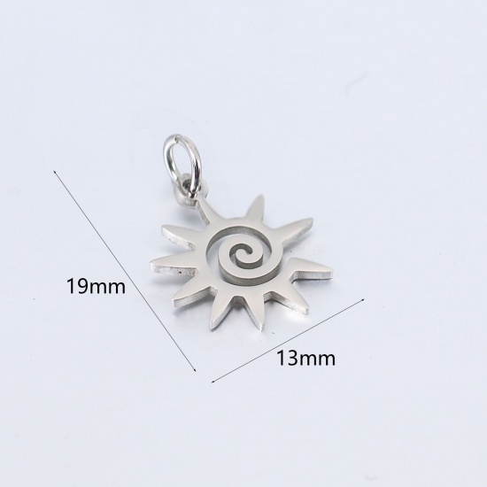 Imagen de 304 Acero Inoxidable Galaxia Colgantes Charms Sol Tono de Plata Hélice 19mm x 13mm, 1 Unidad