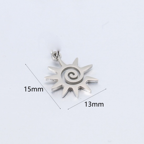 Imagen de 304 Acero Inoxidable Galaxia Colgantes Charms Sol Tono de Plata Hélice 15mm x 13mm, 1 Unidad