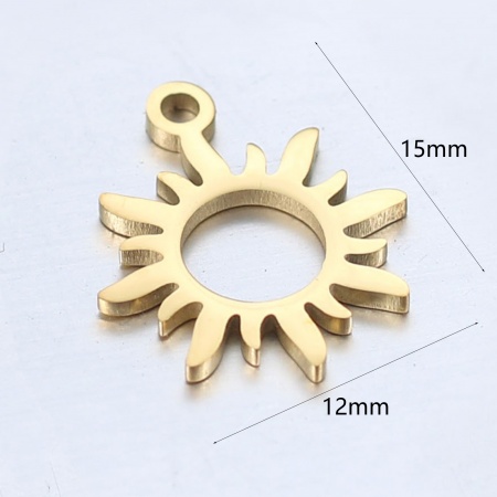Bild von 304 Edelstahl Galaxis Charms Sonne Vergoldet 15mm x 12mm, 1 Stück