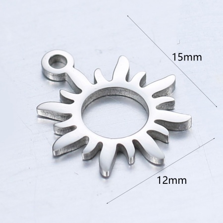 Bild von 304 Edelstahl Galaxis Charms Sonne Silberfarbe 15mm x 12mm, 1 Stück