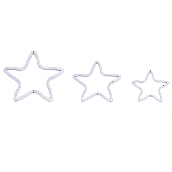 Picture of Stainless Steel Geometry Series Connectors Pentagram Star Silver Tone 20mm x 20mm, 10 PCs