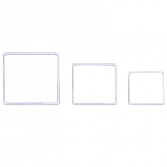 Picture of Stainless Steel Geometry Series Connectors Square Silver Tone 20mm x 20mm, 10 PCs