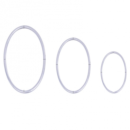 Picture of Stainless Steel Geometry Series Connectors Oval Silver Tone 21mm x 12mm, 10 PCs