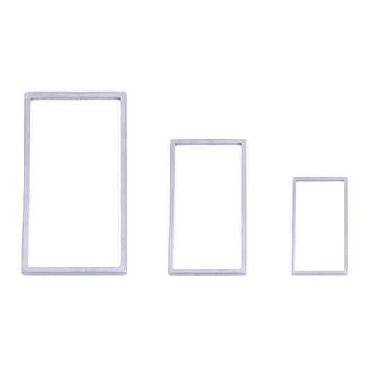 Picture of Stainless Steel Geometry Series Connectors Rectangle Silver Tone 16mm x 8mm, 10 PCs